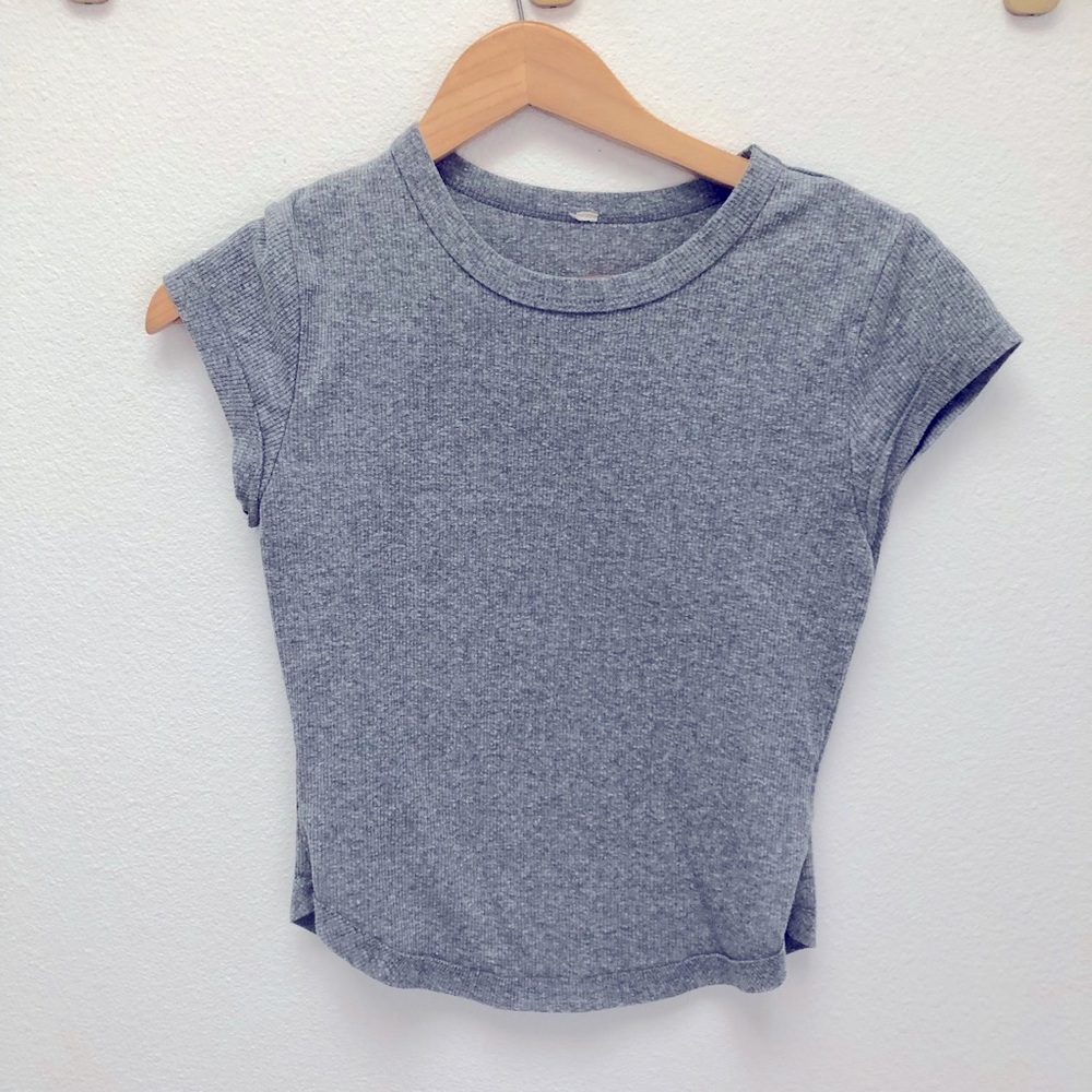 Free People Cropped Ribbed Tee